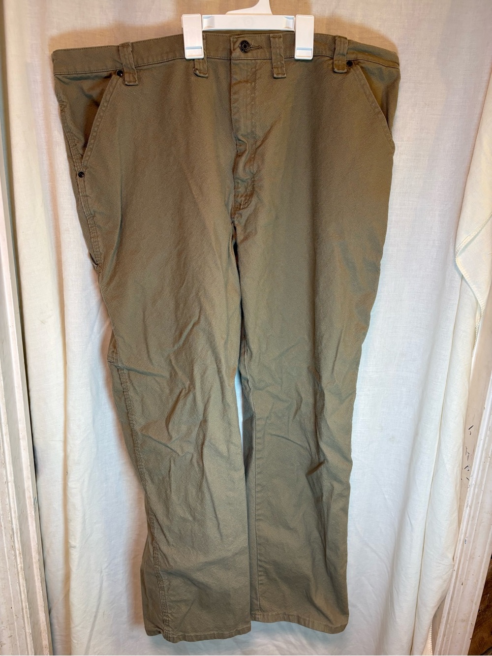 Wrangler Carpenter Jeans Pants Khaki Canvas Utility Work Pants Men’s 44x32